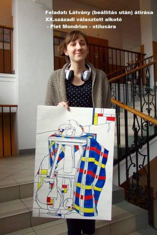 Kürti Madlen Mirjam és Piet Mondrian stílusú alkotása 